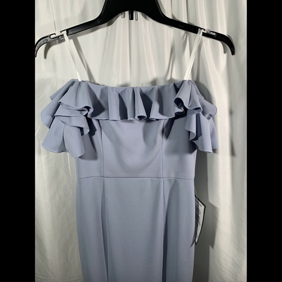 NWT $259 XSCAPE Ruffled Off the Shoulder Gown in Sky Blue‎ [ SZ 6 ] #e914 - Picture 4 of 12